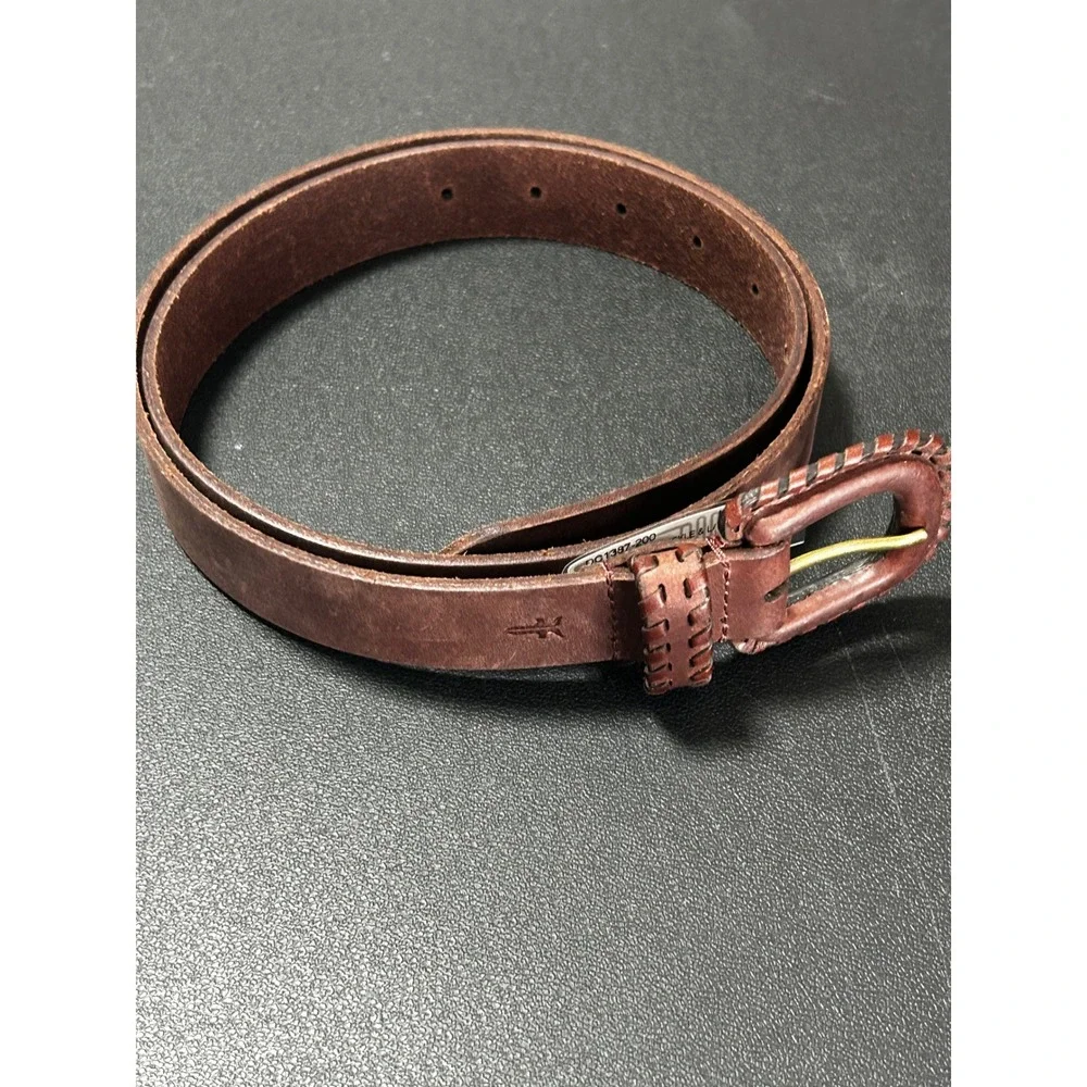 New Frye Brown Leather Belt Medium Covered Buckle Lacing DC1387-200 - AC